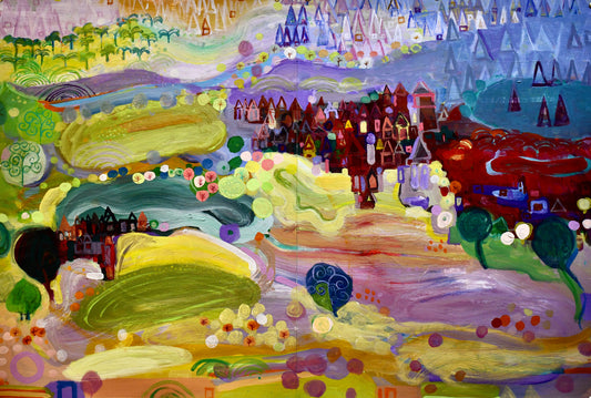 Magical African Village Exhibit: Village Possibility 2 (30x44)